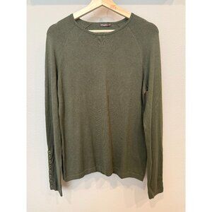 J. McLaughlin Pullover Green Crew Neck Sweater Medium Long Sleeves Soft Preppy
